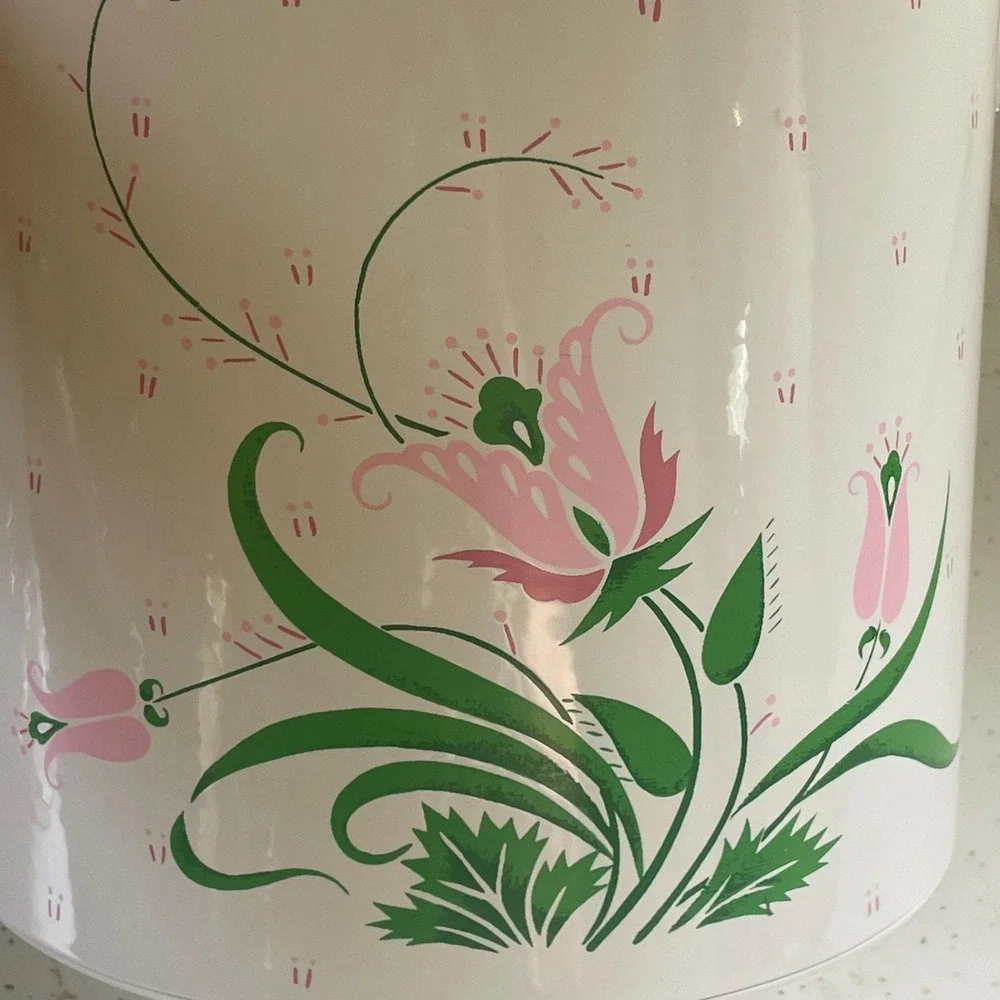 VTG Spring Tulip Ice Bucket w Lid 1970s Retro Garden Party Mid-Century Barware